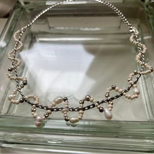 d’oinky WIGGLY CURB CHAIN BEADED NECKLACE HANDMADE FRESH WATER PEARLS
